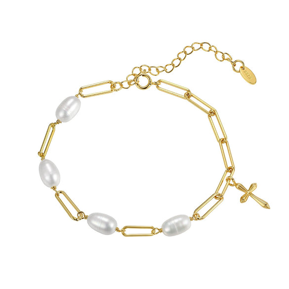 Wholesale Women's Simple Geometric Silver Electroplated Pearl Bracelet