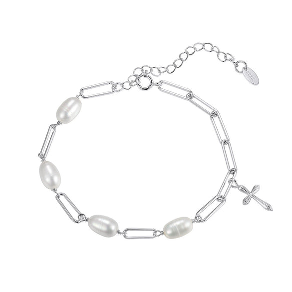 Wholesale Women's Simple Geometric Silver Electroplated Pearl Bracelet