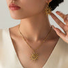 Wholesale Women's Simple Geometric Spiral Sun Pendant With Snake Bone Chain 18K Gold Electroplated Titanium Steel
