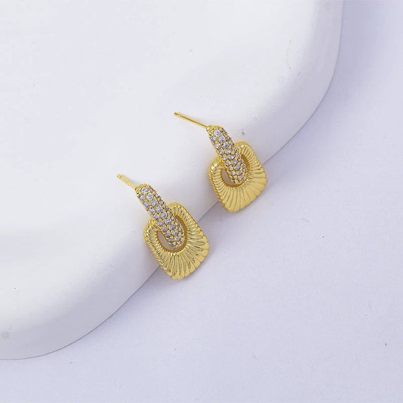 Wholesale Women's Simple Geometric Square Copper Microinlaid Electroplated Earrings