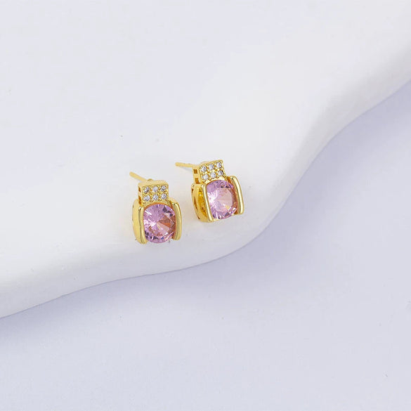 Wholesale Women's Simple Geometric Square Copper Microinlaid Electroplated Earrings