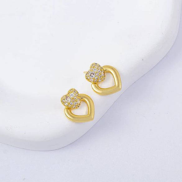 Wholesale Women's Simple Geometric Square Copper Microinlaid Electroplated Earrings