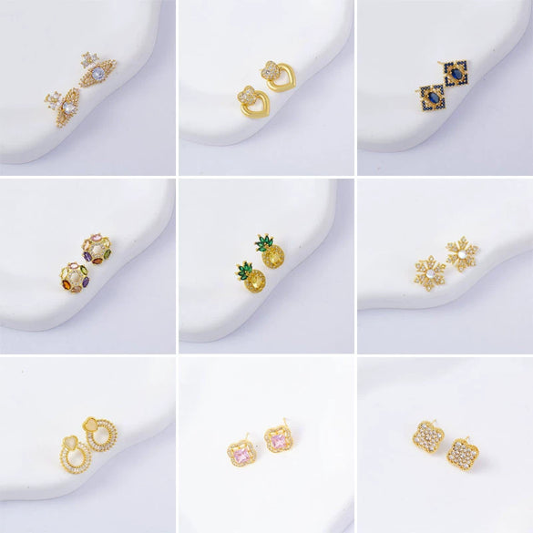 Wholesale Women's Simple Geometric Square Copper Microinlaid Electroplated Earrings