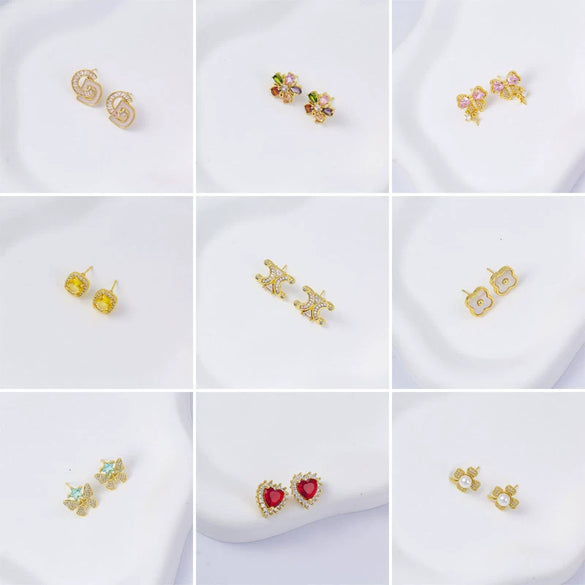 Wholesale Women's Simple Geometric Square Copper Microinlaid Electroplated Earrings