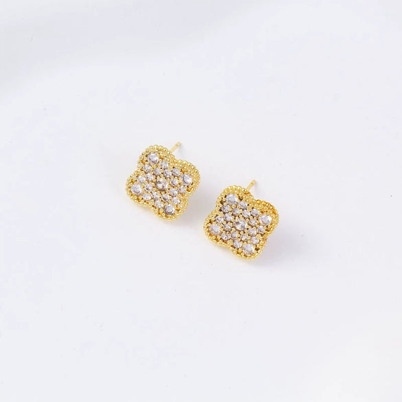 Wholesale Women's Simple Geometric Square Copper Microinlaid Electroplated Earrings