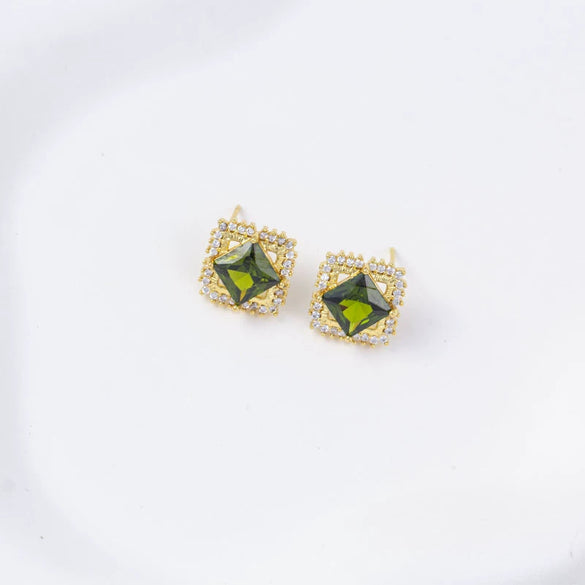 Wholesale Women's Simple Geometric Square Copper Microinlaid Electroplated Earrings