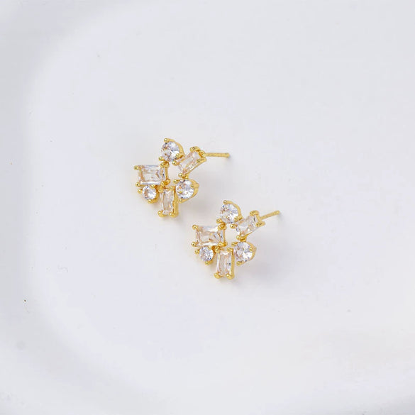 Wholesale Women's Simple Geometric Square Copper Microinlaid Electroplated Earrings