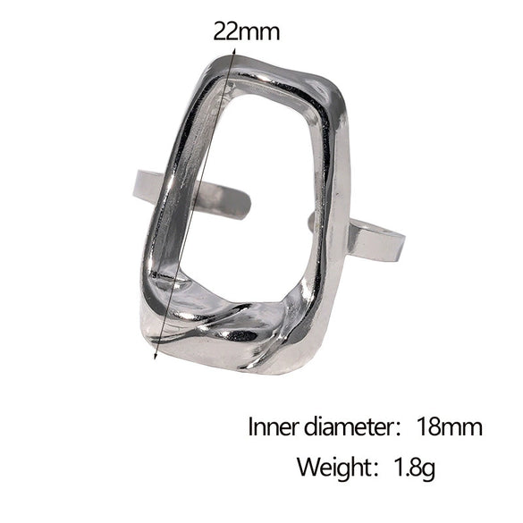 Wholesale Women's Simple Geometric Square Open Ring Stainless Steel 18K Gold Electroplated Hand Jewelry