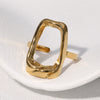 Wholesale Women's Simple Geometric Square Open Ring Stainless Steel 18K Gold Electroplated Hand Jewelry