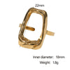 Wholesale Women's Simple Geometric Square Open Ring Stainless Steel 18K Gold Electroplated Hand Jewelry