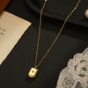 Wholesale Women's Simple Geometric Square Pendant Necklace 14K Gold Plated Titanium Steel With Gold Inlaid Design