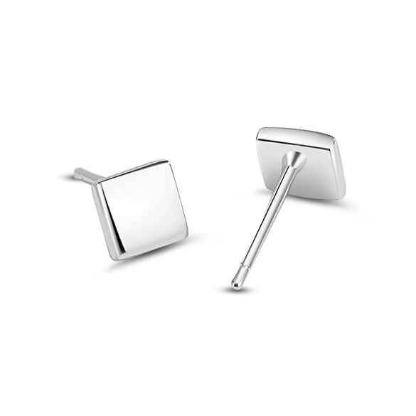 Wholesale Women's Simple Geometric Square S925 Sterling Silver Earrings With Electroplating