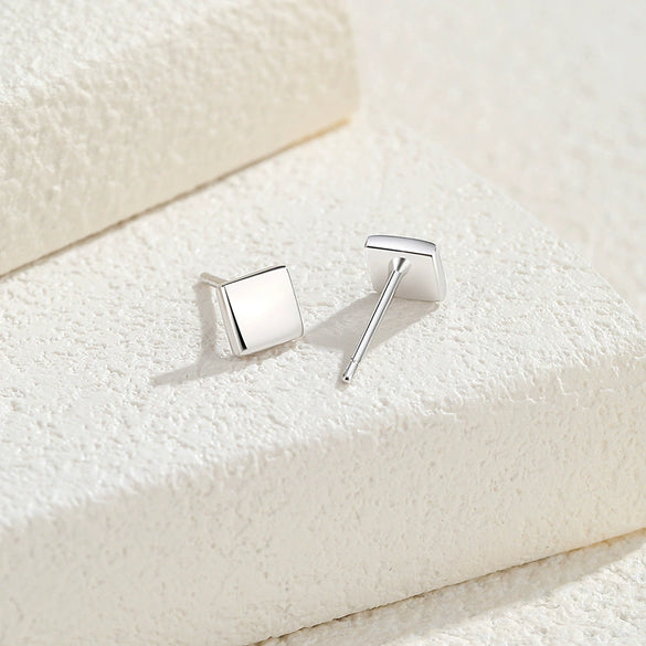 Wholesale Women's Simple Geometric Square S925 Sterling Silver Earrings With Electroplating