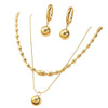 Wholesale Women's Simple Geometric Stainless Steel Ball Chain Necklace And Earrings Set 18K Goldplated