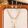 Wholesale Women's Simple Geometric Stainless Steel Ball Chain Necklace And Earrings Set 18K Goldplated