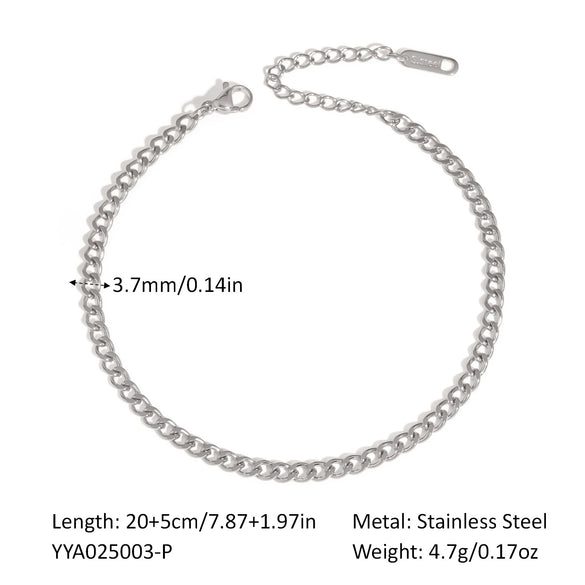 Wholesale Women's Simple Geometric Stainless Steel Cuban Chain Anklet