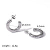 Wholesale Women's Simple Geometric Stainless Steel Earrings With Hammered Pattern And Pvd Furnace Vacuum Real Gold Plating