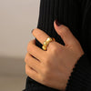 Wholesale Women's Simple Geometric 316L Stainless Steel Electroplated Bamboo Ring