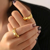 Wholesale Women's Simple Geometric 316L Stainless Steel Electroplated Bamboo Ring