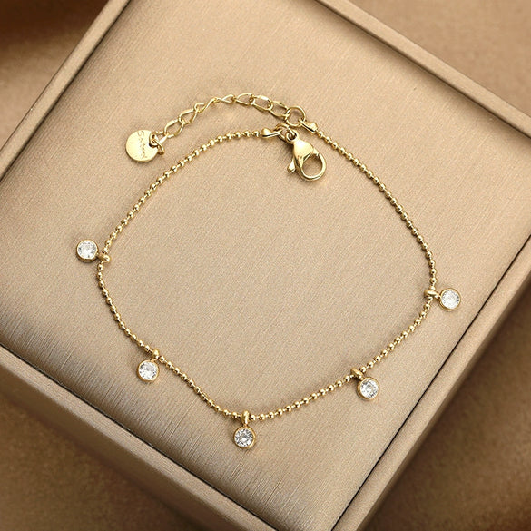 Wholesale Women's Simple Geometric Stainless Steel Electroplated Bracelet And Ankle Chain Jewelry