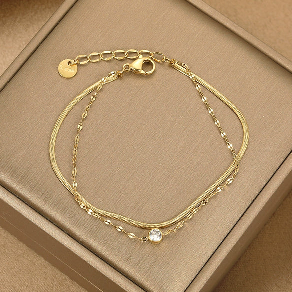 Wholesale Women's Simple Geometric Stainless Steel Electroplated Bracelet And Ankle Chain Jewelry