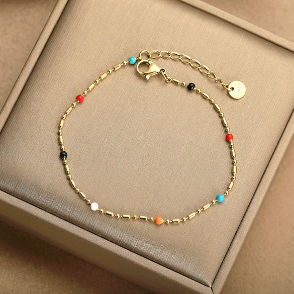 Wholesale Women's Simple Geometric Stainless Steel Electroplated Bracelet And Ankle Chain Jewelry