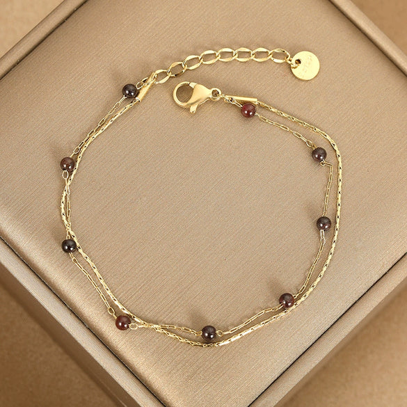 Wholesale Women's Simple Geometric Stainless Steel Electroplated Bracelet And Ankle Chain Jewelry