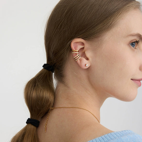 Wholesale Women's Simple Geometric Stainless Steel Electroplated Ear Clip Earrings