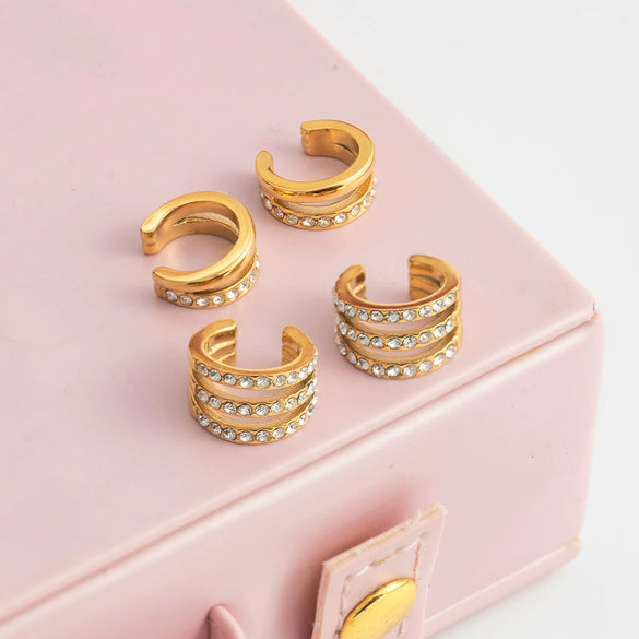 Wholesale Women's Simple Geometric Stainless Steel Electroplated Ear Clip Earrings