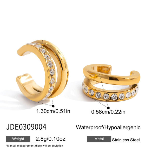 Wholesale Women's Simple Geometric Stainless Steel Electroplated Ear Clip Earrings