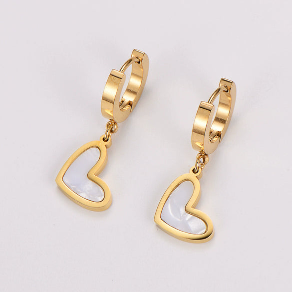 Wholesale Women's Simple Geometric Stainless Steel Electroplated Earrings In Heart And Maple Leaf Shapes