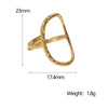 Wholesale Women's Simple Geometric Stainless Steel Electroplated Hammered Oval Hollow Open Ring Jewelry