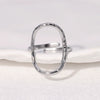 Wholesale Women's Simple Geometric Stainless Steel Electroplated Hammered Oval Hollow Open Ring Jewelry
