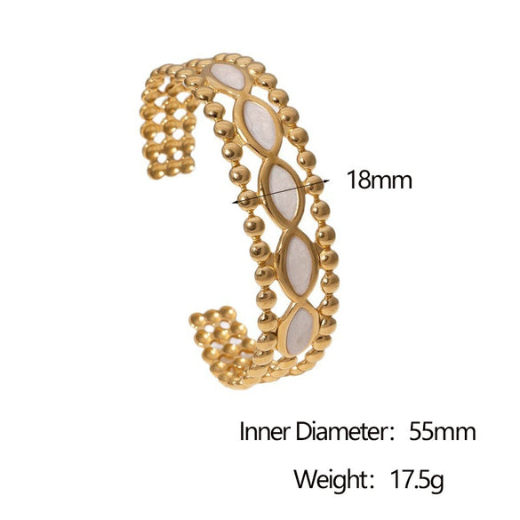 Wholesale Women's Simple Geometric Stainless Steel Electroplated Oil Drop Open Wide Bracelet