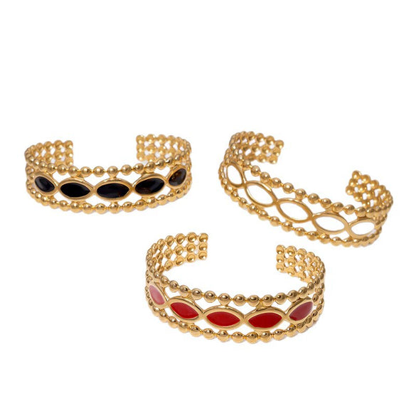 Wholesale Women's Simple Geometric Stainless Steel Electroplated Oil Drop Open Wide Bracelet
