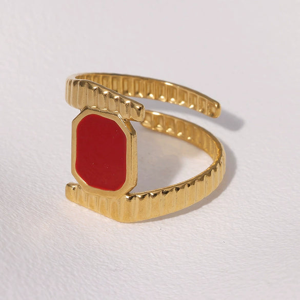 Wholesale Women's Simple Geometric Stainless Steel Electroplated Open Ring Hand Jewelry