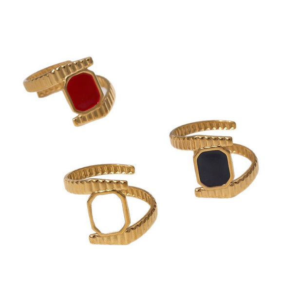 Wholesale Women's Simple Geometric Stainless Steel Electroplated Open Ring Hand Jewelry
