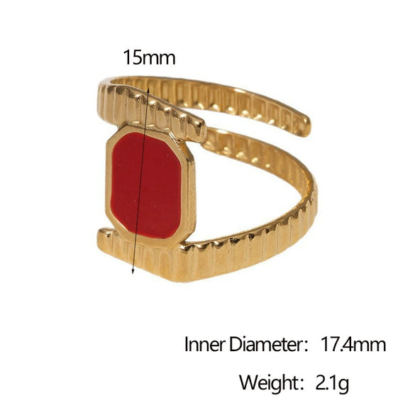 Wholesale Women's Simple Geometric Stainless Steel Electroplated Open Ring Hand Jewelry