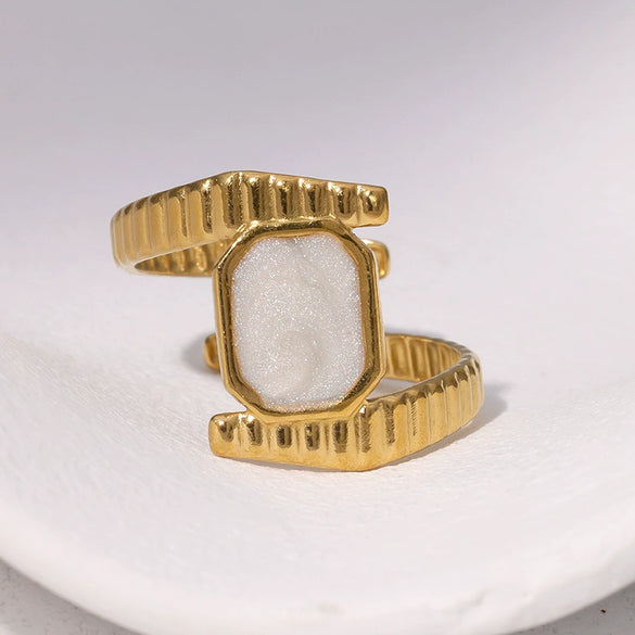Wholesale Women's Simple Geometric Stainless Steel Electroplated Open Ring Hand Jewelry