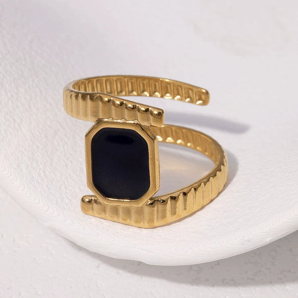 Wholesale Women's Simple Geometric Stainless Steel Electroplated Open Ring Hand Jewelry