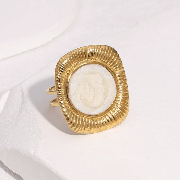 Wholesale Women's Simple Geometric Stainless Steel Electroplated Open Ring Jewelry
