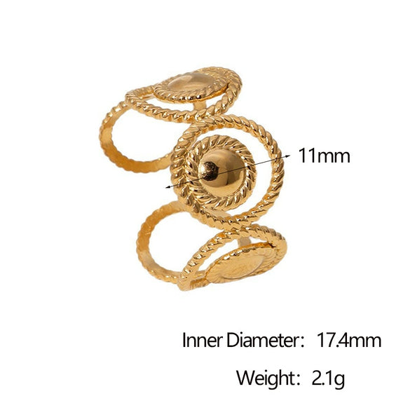 Wholesale Women's Simple Geometric Stainless Steel Electroplated Open Rings Hand Jewelry