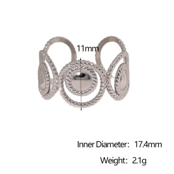 Wholesale Women's Simple Geometric Stainless Steel Electroplated Open Rings Hand Jewelry