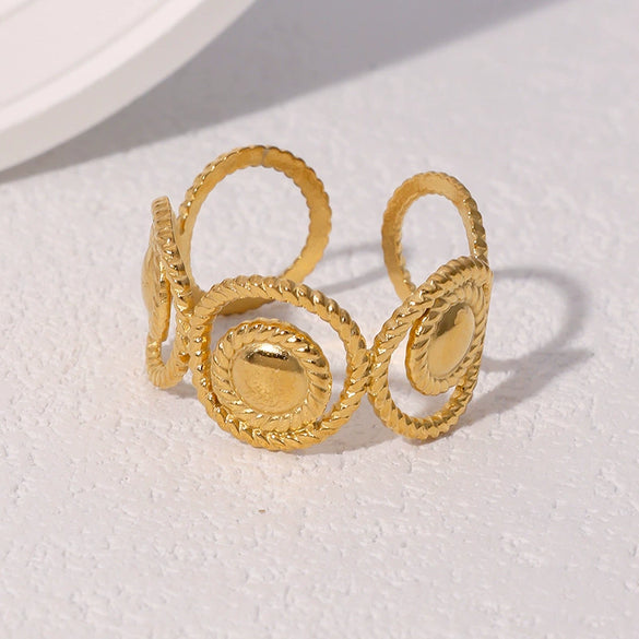 Wholesale Women's Simple Geometric Stainless Steel Electroplated Open Rings Hand Jewelry
