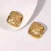 Wholesale Women's Simple Geometric Stainless Steel Electroplated Oval Shell Earrings