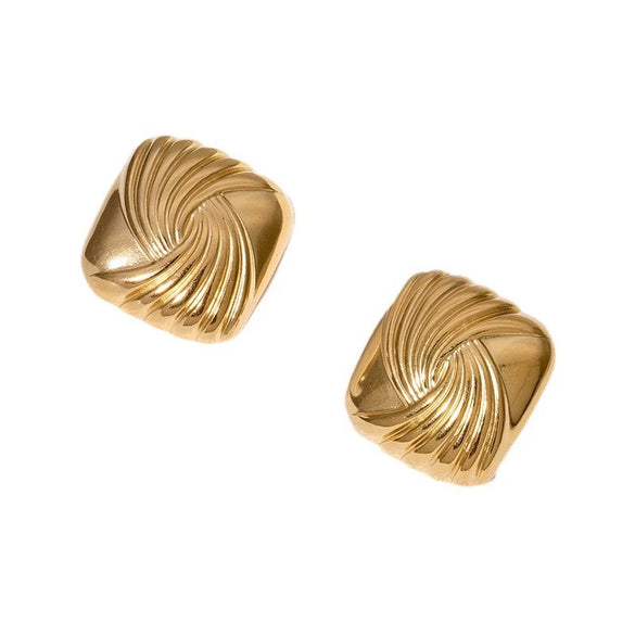 Wholesale Women's Simple Geometric Stainless Steel Electroplated Oval Shell Earrings