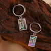 Wholesale Women's Simple Geometric Stainless Steel Electroplated Rectangular Pendant Earrings With Natural Abalone Shell And Zircon