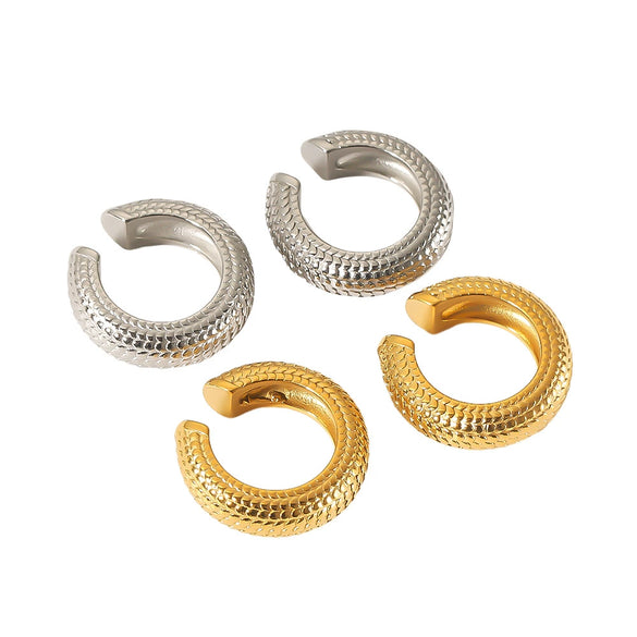 Wholesale Women's Simple Geometric Stainless Steel Electroplated Snake Pattern Ushape Ear Clips