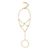 Wholesale Women's Simple Geometric Stainless Steel Electroplated Zirconinlaid Multilayer Finger Chain Bracelet