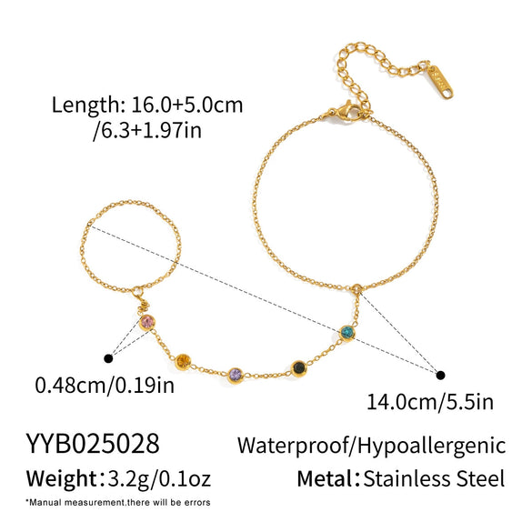 Wholesale Women's Simple Geometric Stainless Steel Finger Chain Hand Jewelry With Electroplating